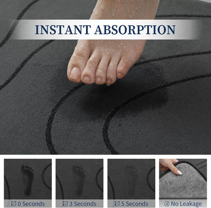 YIHOUSE Bathroom Rugs Sets 5 Piece - Memory Foam Bath Mat, Dark Grey