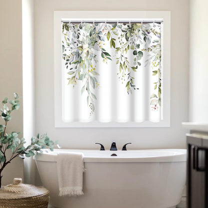 Blue and Green Eucalyptus Shower Window Curtain 40x36 Inch