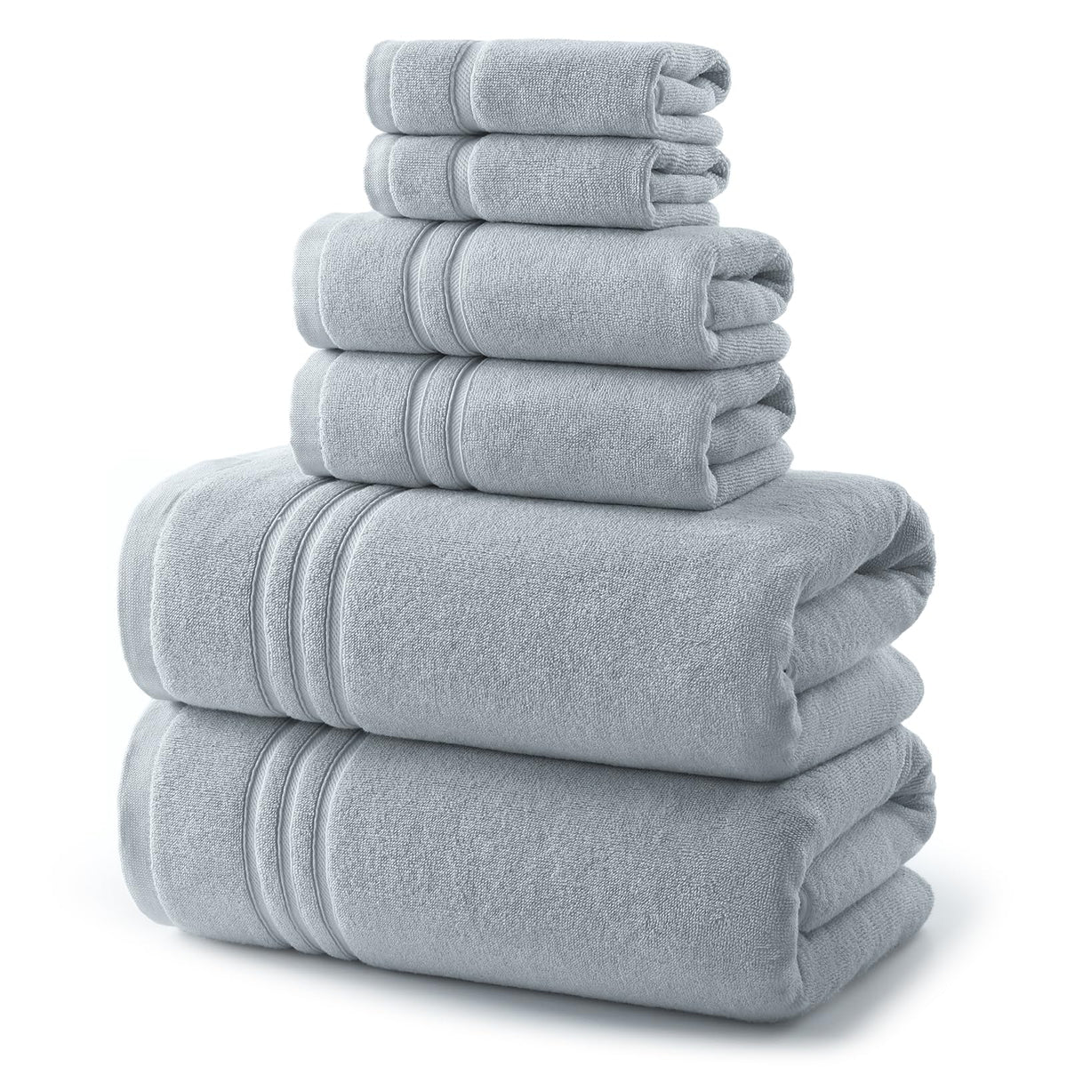 REDKISS Beige Towels Set 6 Piece Cotton Towel Sets with 2 Bath Towels, 2 Hand, 2 Washcloths, 650GSM Hotel Quality, Soft, Highly Absorbent Towels for Bathroom Gym, Ideal Everyday Use