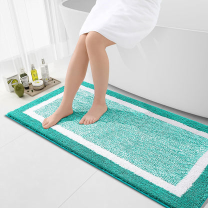 OLANLY Small Bathroom Rugs 24x16, Soft Absorbent Microfiber Bath Rugs, Grey