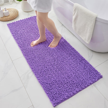 ILANGO Bathroom Rugs Light Grey 44x24, Soft Absorbent Chenille Bath Rugs