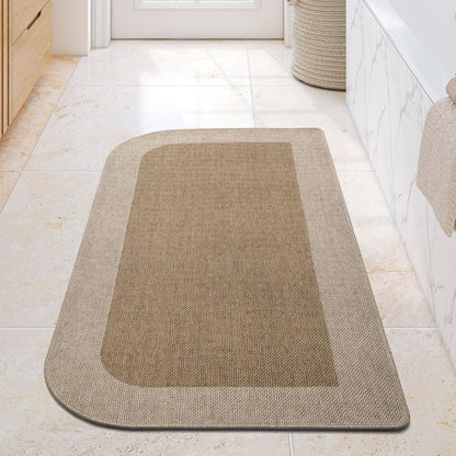 YDKGL Half Circle Bath Mat, Non Slip Thin Bathroom Rugs, Brown 16x24
