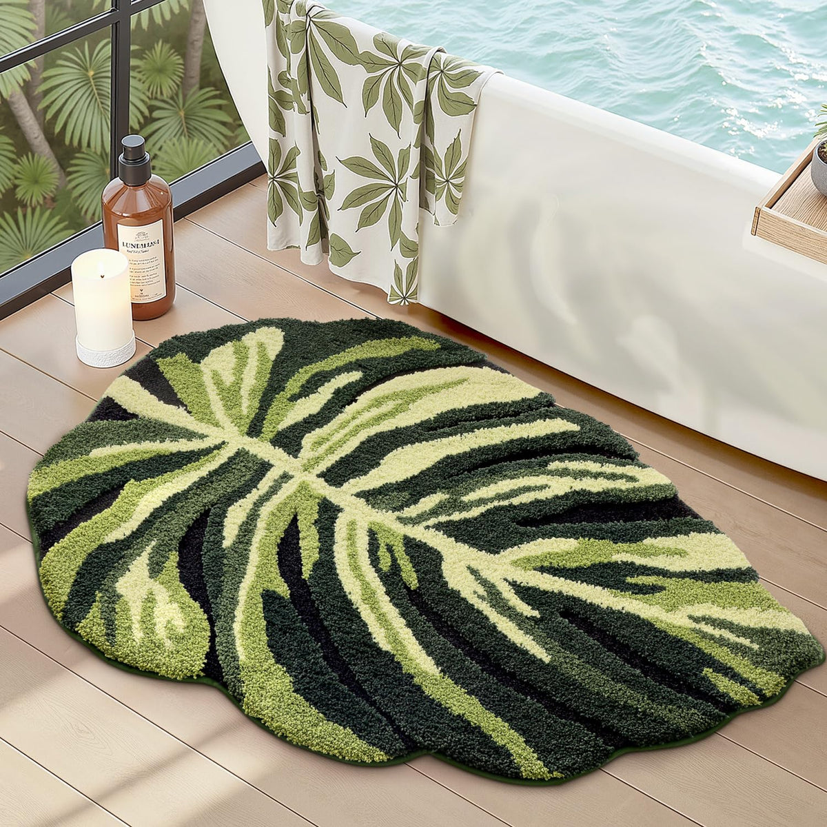 LUMI Flower Bathroom Rug, Absorbent Non Slip Bath Mat, 20"x32", Pink Flower