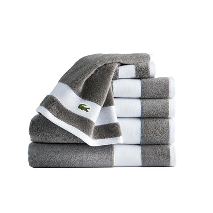 Lacoste Sport Stripe 100% Cotton 6-Piece Towel Set, Meteorite