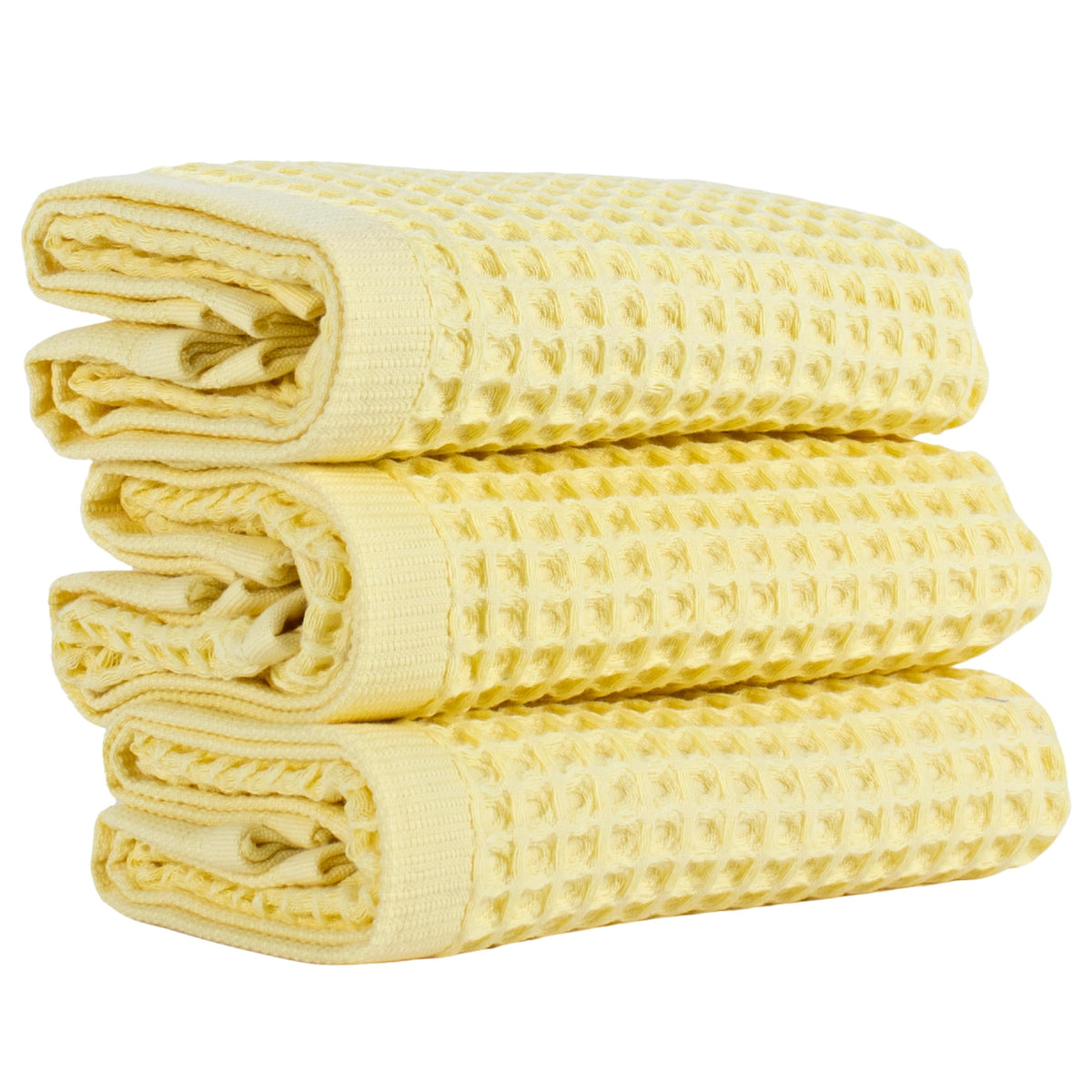 PÜSKÜL Natural 100% Turkish Cotton Waffle Hand and Kitchen Towels Set of 3