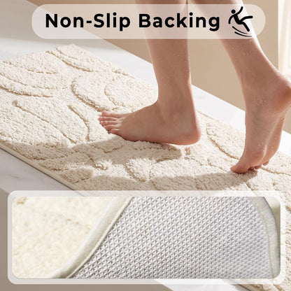 Luxury Fall Autumn Beige Cream Pumpkin Bathroom Mat, 17"x25" Extra Soft and Absorbent Microfiber Bath Rug, Non-Slip TPR Back, Plush Shaggy Bath Carpet for Floor