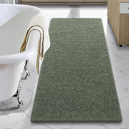 LOCHAS Luxury Bathroom Rug Shaggy Bath Mat 24 x 60 Inch, Gray