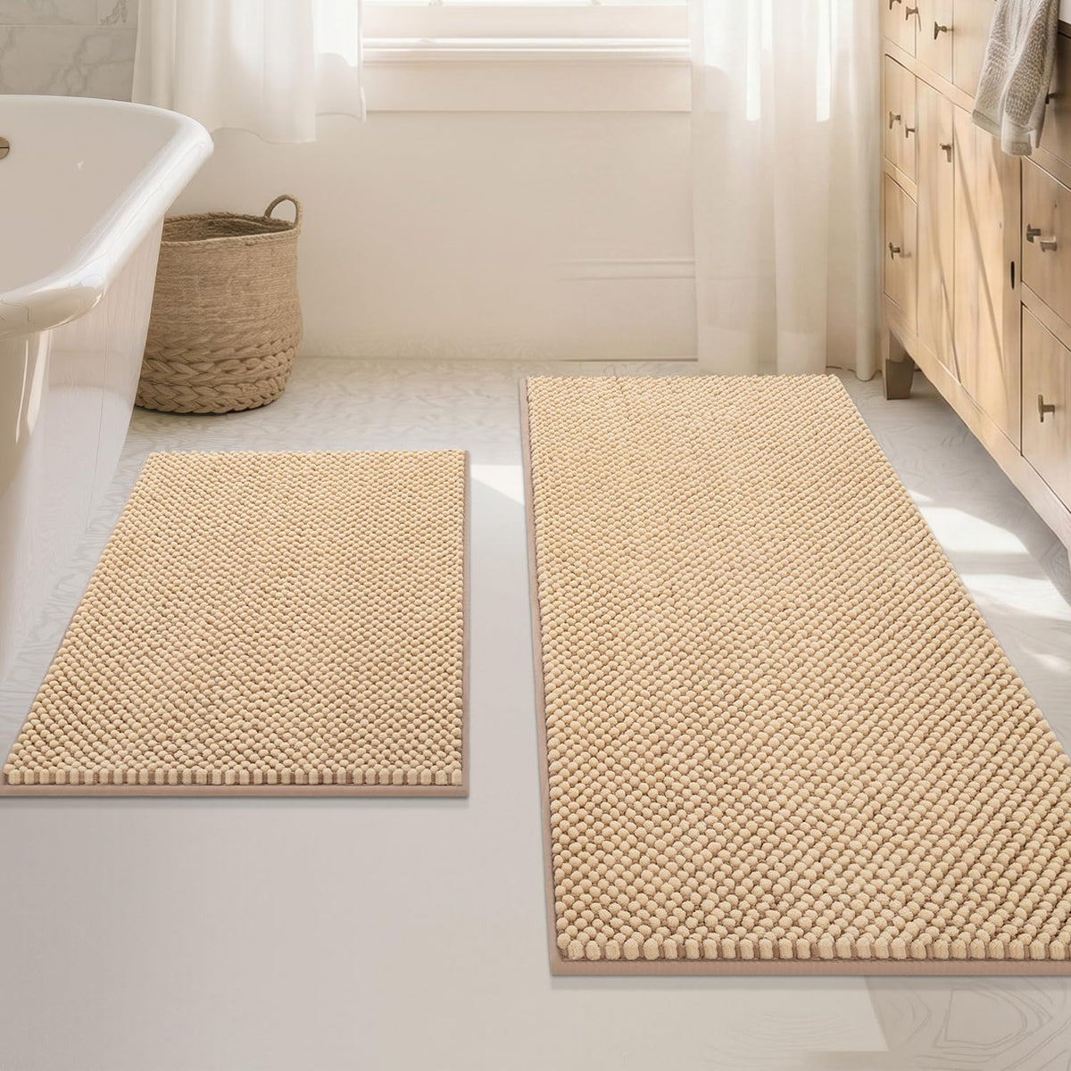 BSICPRO Bathroom Rugs Set 2 Piece, Light Blue, 20"x32" + 16"x24"