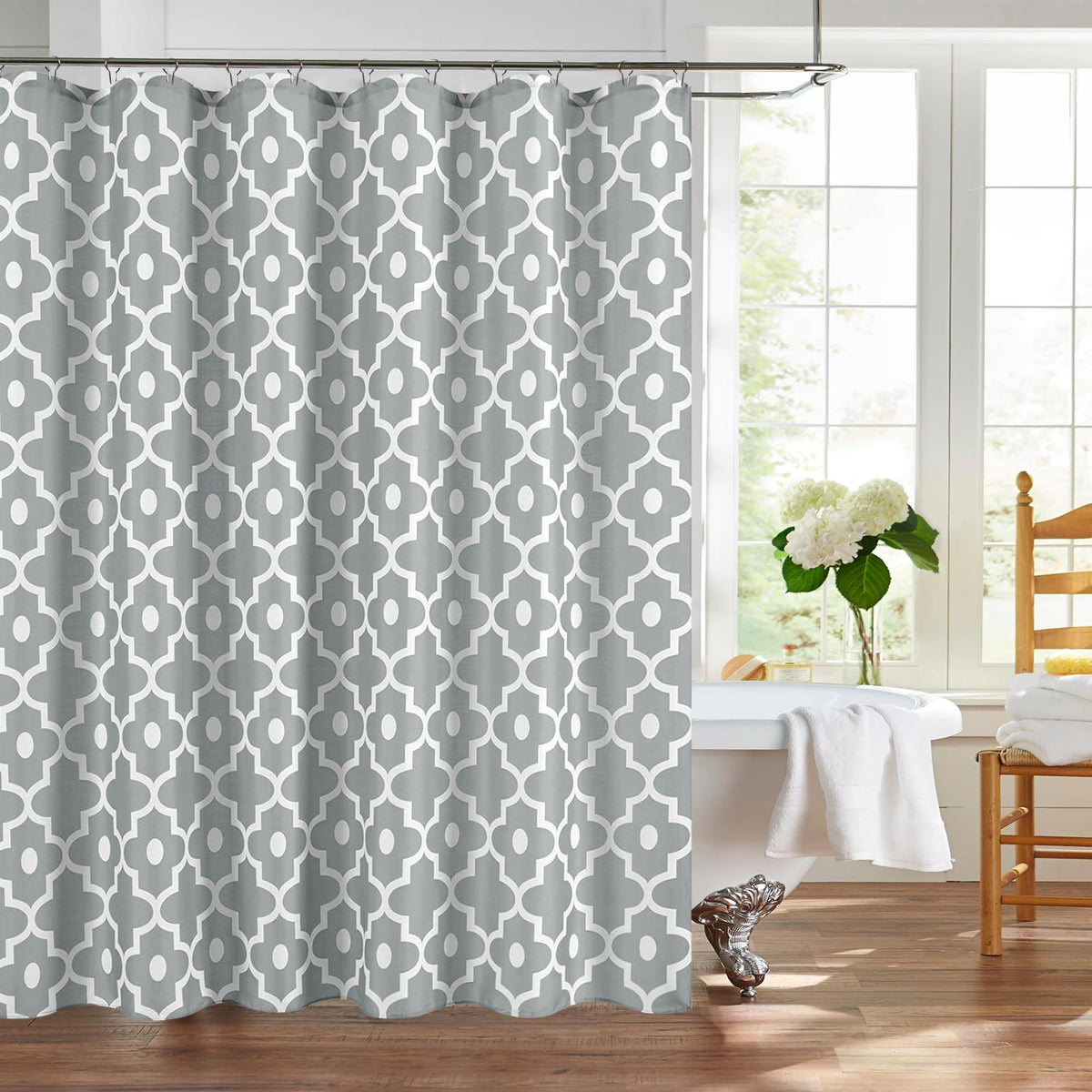 Fabric Modern Shower Curtain-Burgundy & White Shower Curtains for Bathroom