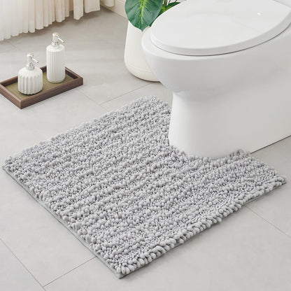 ILANGO Bathroom Rugs Light Grey 44x24, Soft Absorbent Chenille Bath Rugs