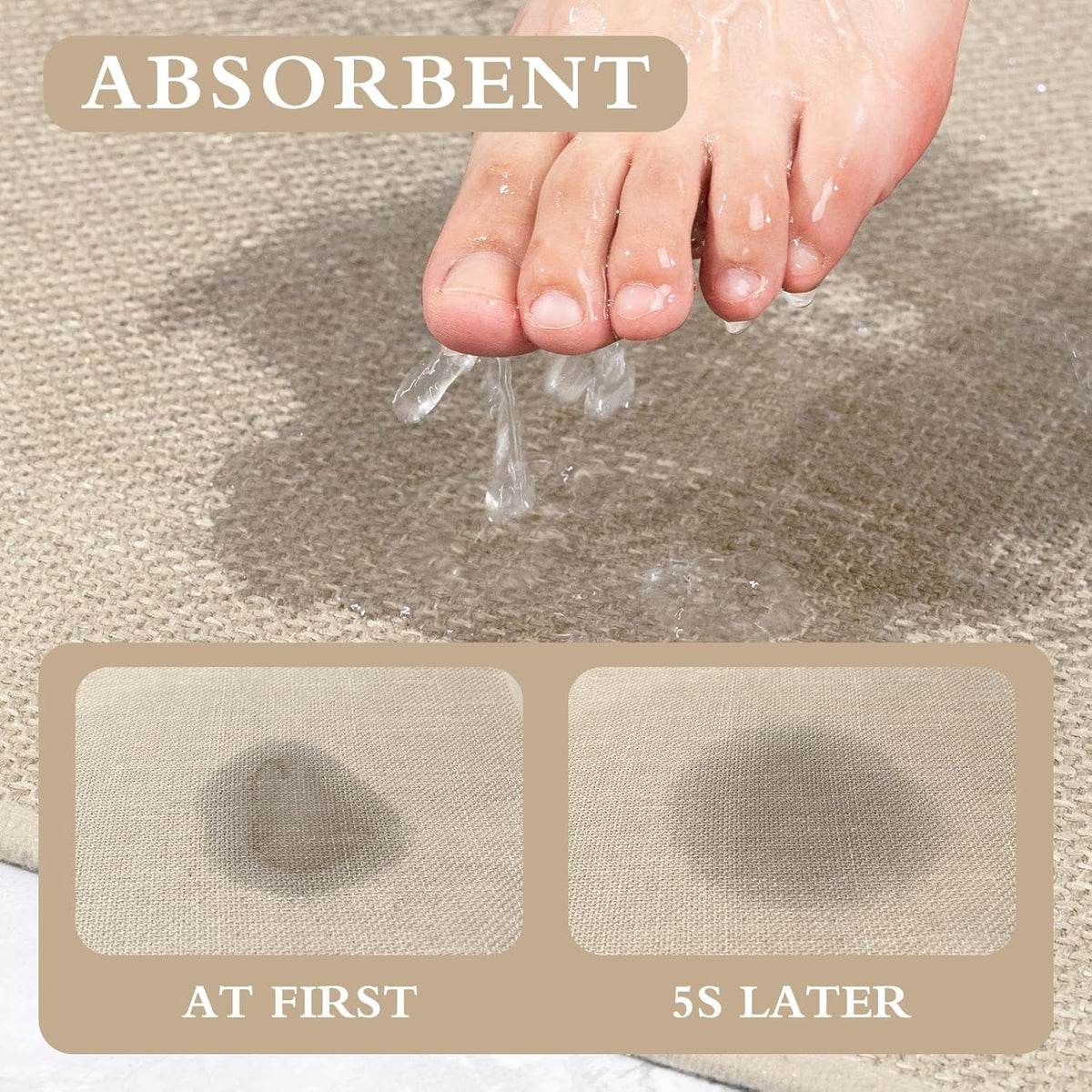 YIHOUSE Bathroom Rugs Thin Bath Mat Sets 2 Pieces Quick Dry,Beige