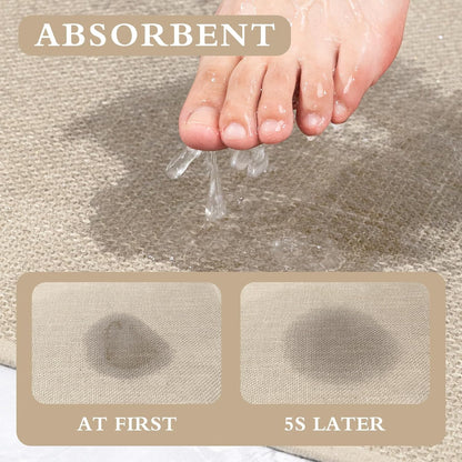 YIHOUSE Bathroom Rugs Thin Bath Mat Sets 2 Pieces Quick Dry,Beige
