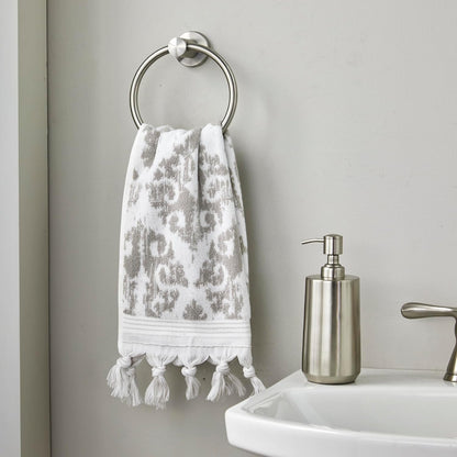 SKL Home Mirage Fringe Hand Towel Set-2pc, 100% Turkish Cotton, Taupe