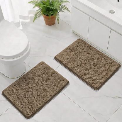 Bcoimo Small Bath Rug Mat,24x17 Chenille High Absorbent Latte Bathroom Mats