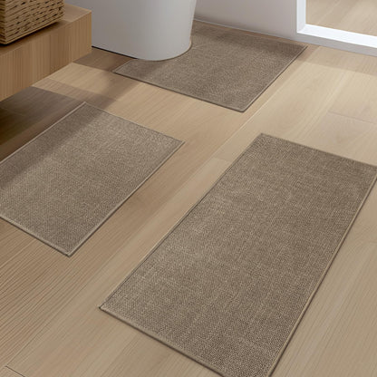YIHOUSE Bathroom Rugs Thin Bath Mat Sets 2 Pieces Quick Dry,Beige