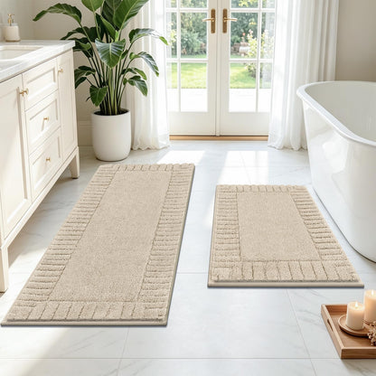 Pauwer Bathroom Rugs Sets 3 Piece, Microfiber Bath Mat Set, Dark Grey