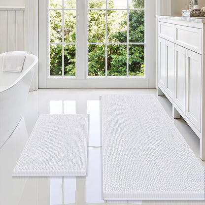 Smiry Chenille Bathroom Rugs Sets 2 Piece (30x20+24x16, Black)