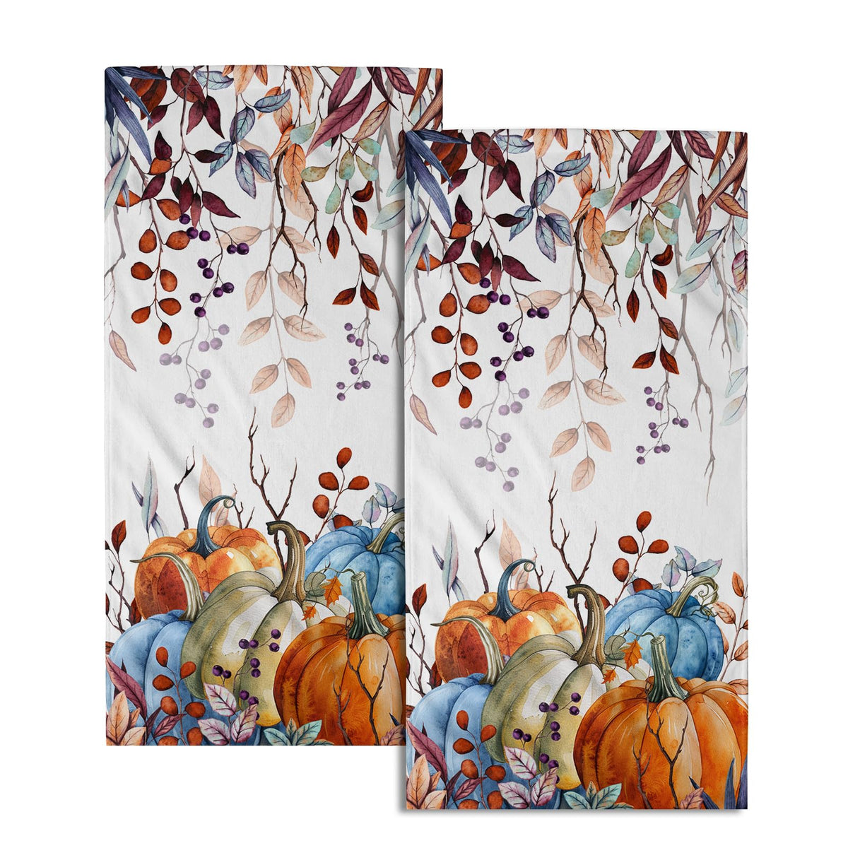 Miaoquhe Fall Pumpkin Hand Towels Set of 2 14x28 Inch Autumn Thanksgiving Harvest Fingertip Towels Absorbent Fall Leaves Bathroom Towel Fall Face Towels for Home Kitchen SPA Gym Seasonal Decoration