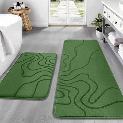 YIHOUSE Memory Foam Bathroom Rugs Sets 2 Piece, 32"x20"+24"x17", Dark Grey