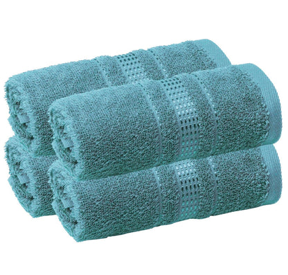 Melissa Linen Fingertip Towels 4 Pack, 100% Turkish Cotton, Small Hand Towels for Body and Face, 12 x 18 in, Soft and Absorbent, Quick Dry, Aqua Green (Light Teal/Seafoam)