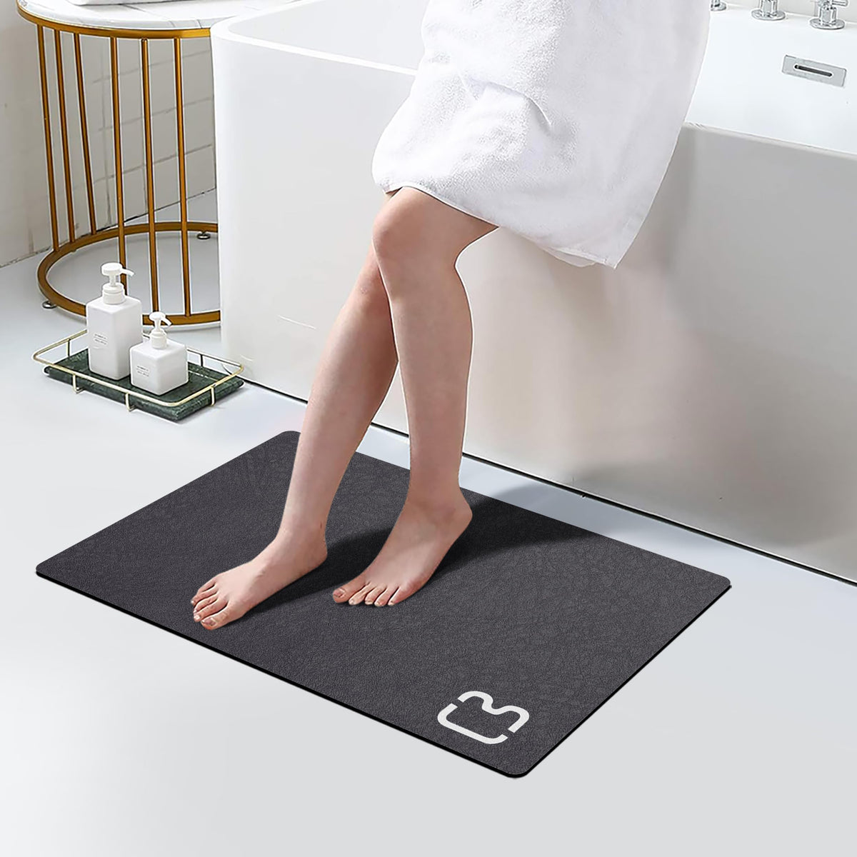 RUERYA Grey Long Bathroom Rugs Large Stone Bath Mats for Bathroom,15.7"x47"