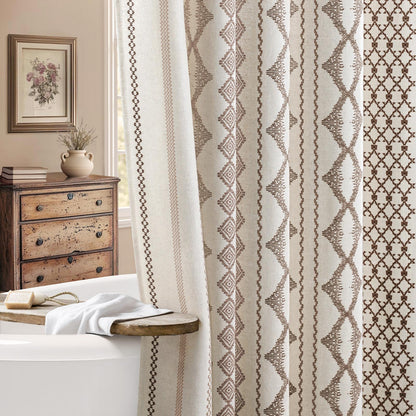 Nave Blue Boho Linen Shower Curtain,72" W x 72" L