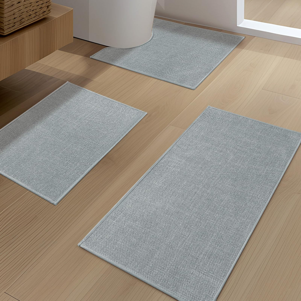 YIHOUSE Bathroom Rugs Thin Bath Mat Sets 2 Pieces Quick Dry,Beige
