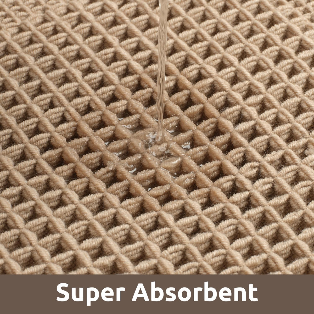 AMOAMI Waffle Bath Mat, Absorbent Bathroom Rugs Non Slip 24''x36'' Beige