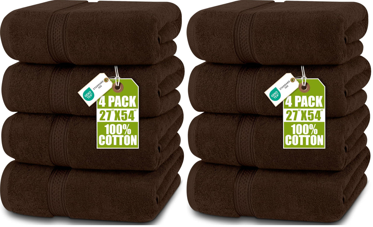 Utopia Towels 4 Pack Premium Bath Towels, 27x54 in, 600 GSM Cotton Grey