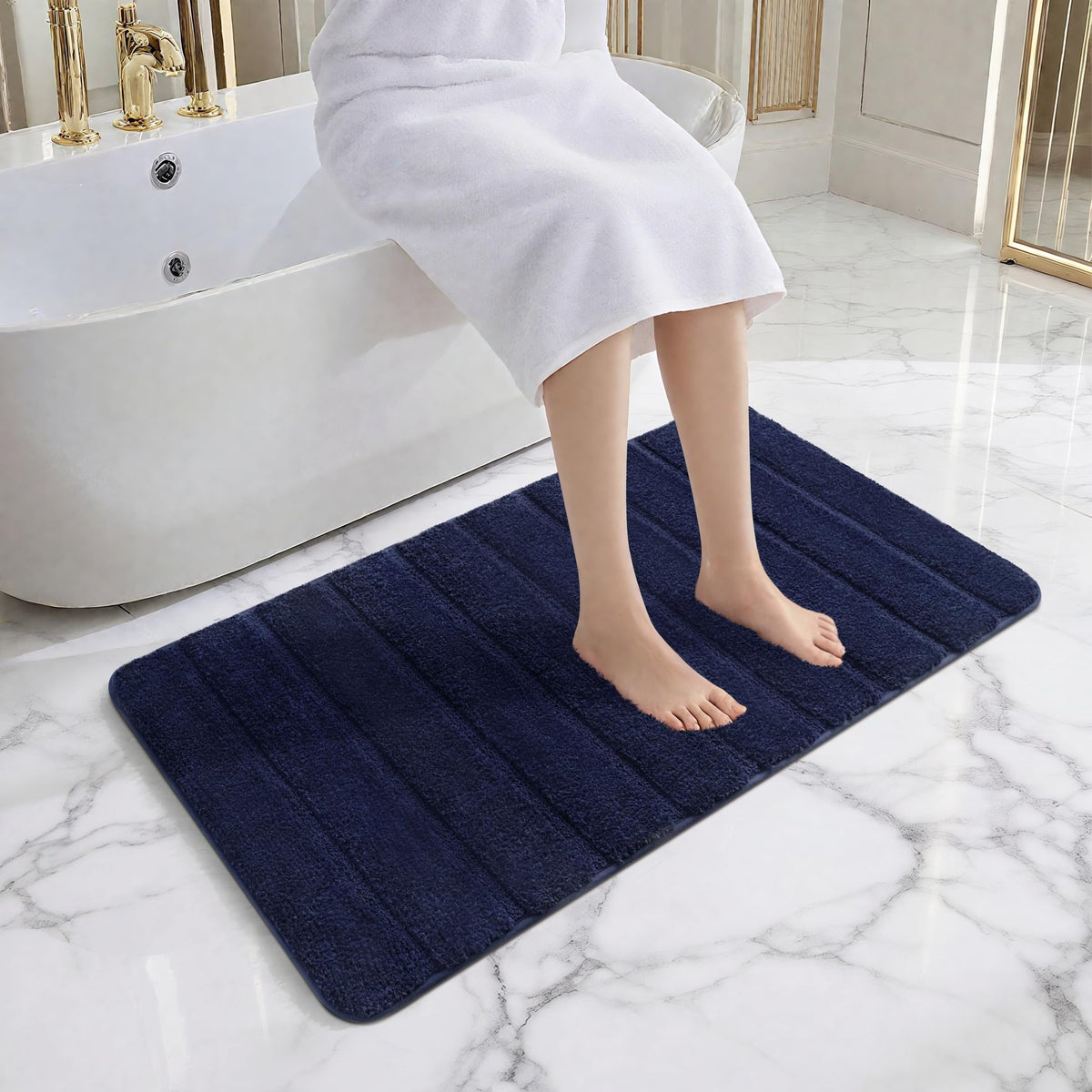 AROGAN Luxury Long Bathroom Runner Rugs 24x60 Inch Bath Rug Non Slip, Black