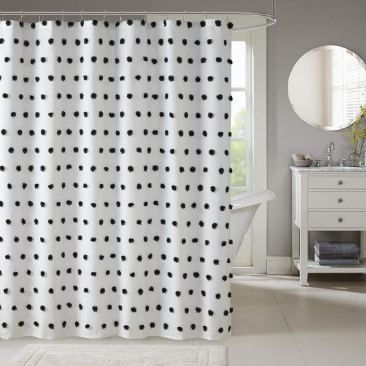 Madison Park Sophie Shower Curtain for Bathroom, 72 x 72, Black