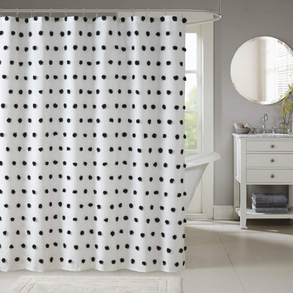 Madison Park Sophie Shower Curtain for Bathroom, 72 x 72, Black