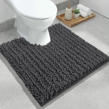 ILANGO Bathroom Rugs Light Grey 44x24, Soft Absorbent Chenille Bath Rugs