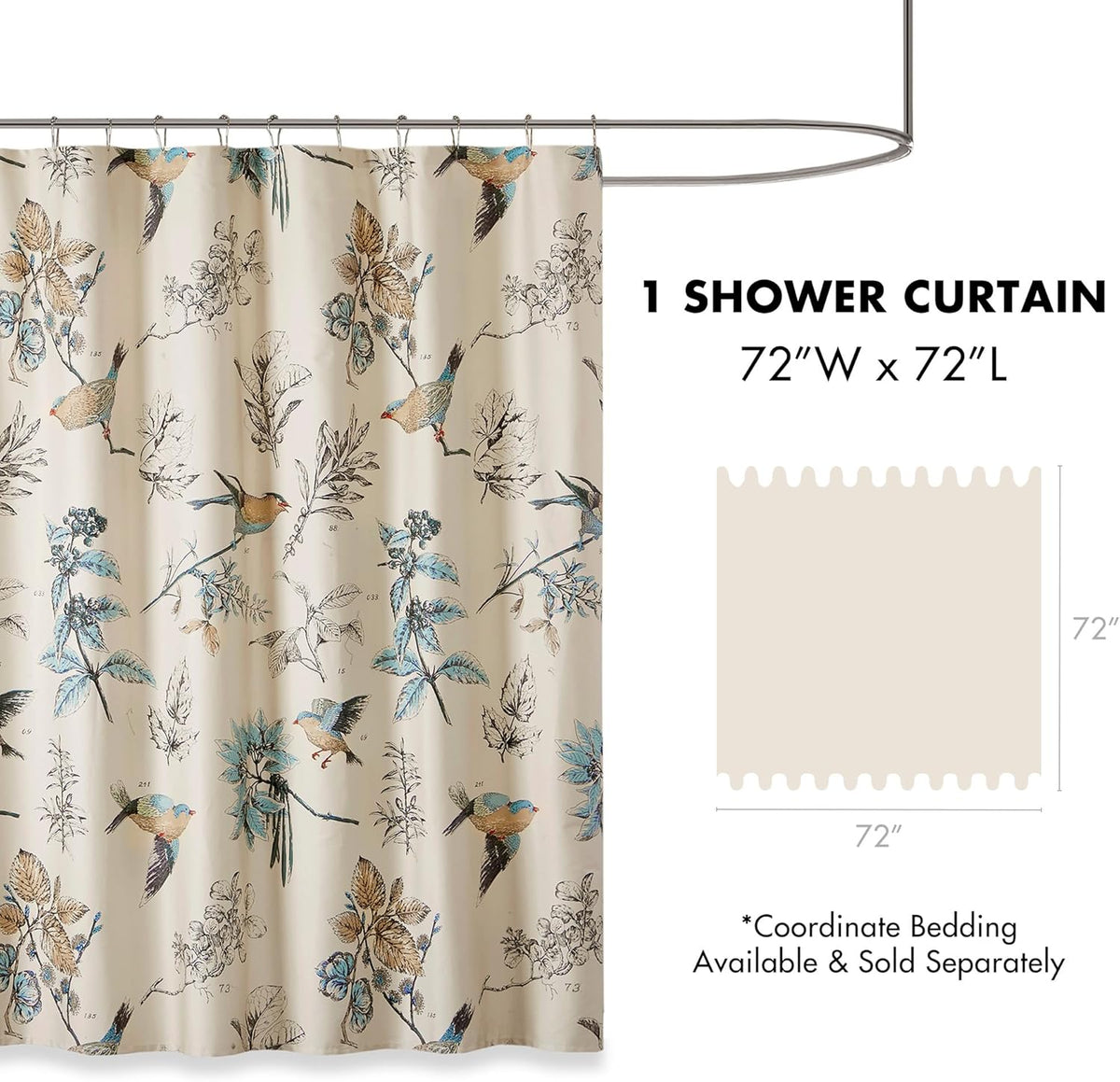 Madison Park Farmhouse Cotton Shower Curtain, 72"x72", Khaki