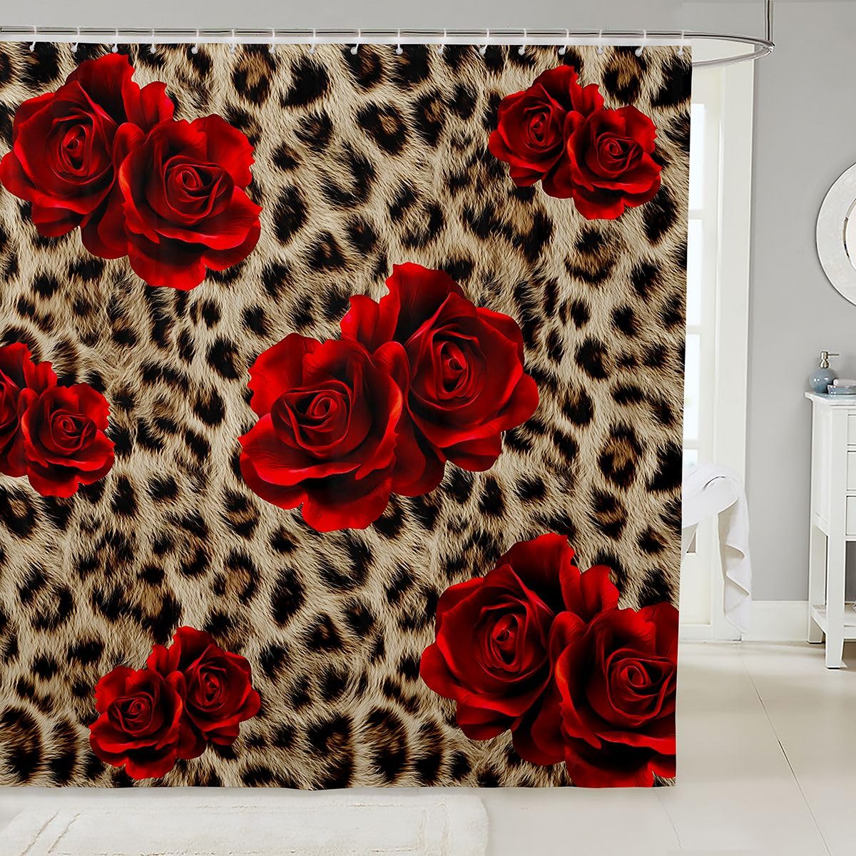 Leopard Print Shower Curtain Cheetah Safari Animal Bath Curtain Geometric Bathroom Shower Curtain Modern Abstract Pattern Bathroom Curtains Waterproof Cloth Fabric for Bathroom Decor 72" W x 72" L
