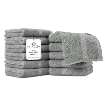 Villa Celestia 100% Cotton Bath Towel Set of 18-4 Bath Towels, 6 Hand Towels, 8 Wash Cloths, Sustainable, Soft, Highly Absorbent, Combed Cotton 18 Piece Set for Hotels, Spa, Bathroom, Dorm, Blue