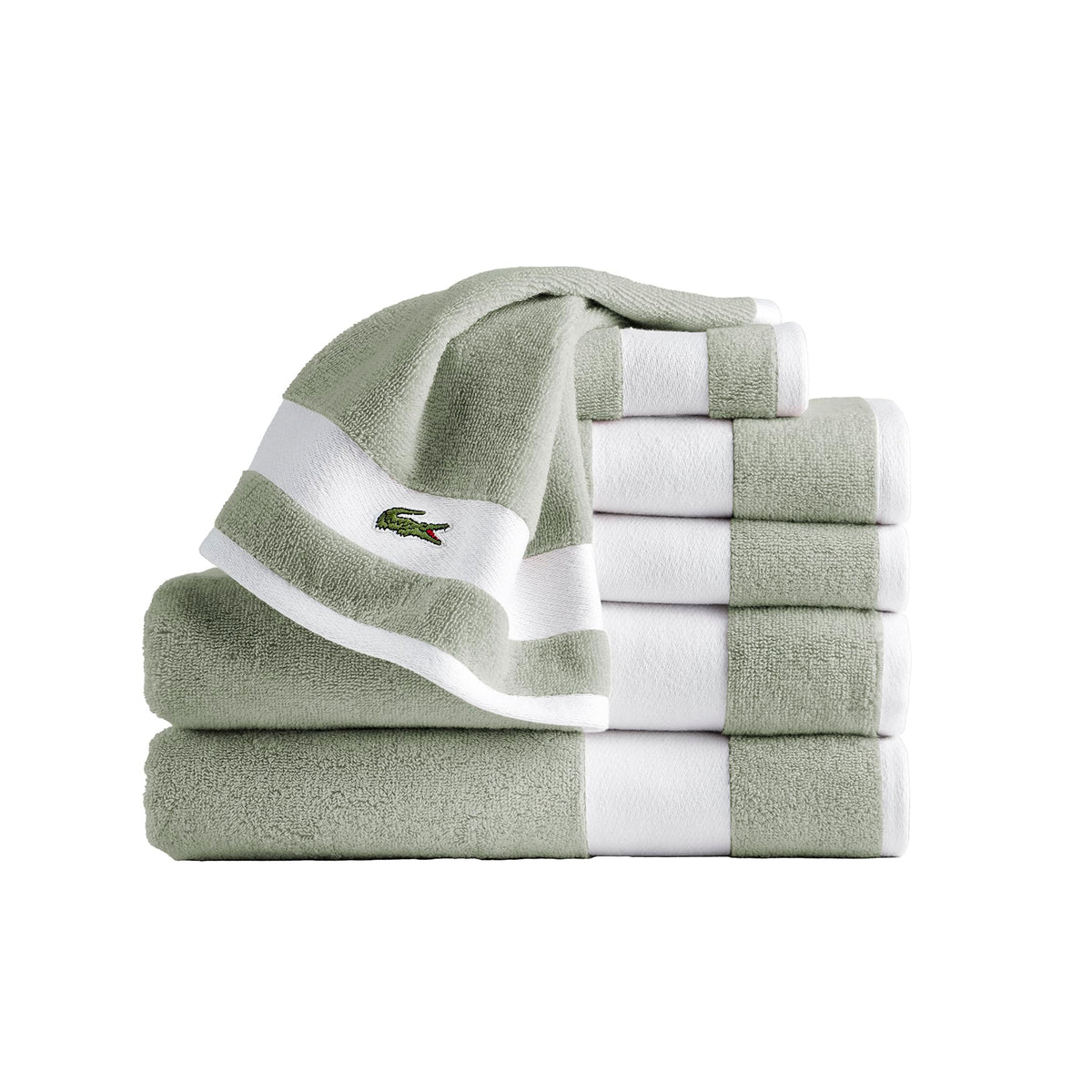 Lacoste Sport Stripe 100% Cotton 6-Piece Towel Set, Meteorite