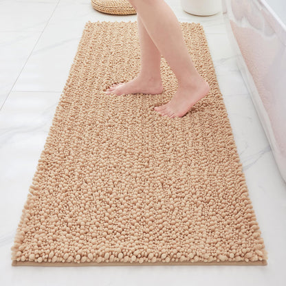ILANGO Bathroom Rugs Light Grey 44x24, Soft Absorbent Chenille Bath Rugs
