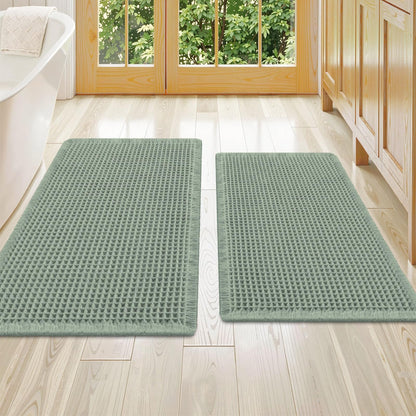 Smiry Waffle Bathroom Rugs Sets 2 Piece (30x20+24x16, Brown)