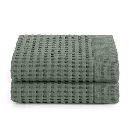 GILDEN TREE Waffle Hand Towels for Bathroom Quick Dry Large Luxury Lint Free Super Absorbent Cotton Hand Towels Set of 2, Modern Style (Cream)