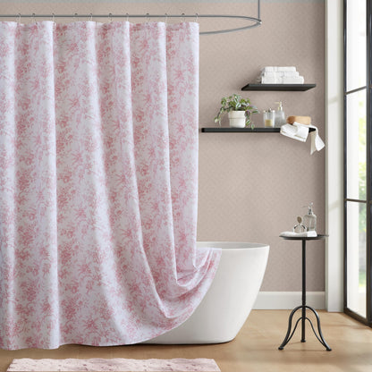 Laura Ashley Walled Garden Shower Curtain for Bathroom, 72 x 72, Green