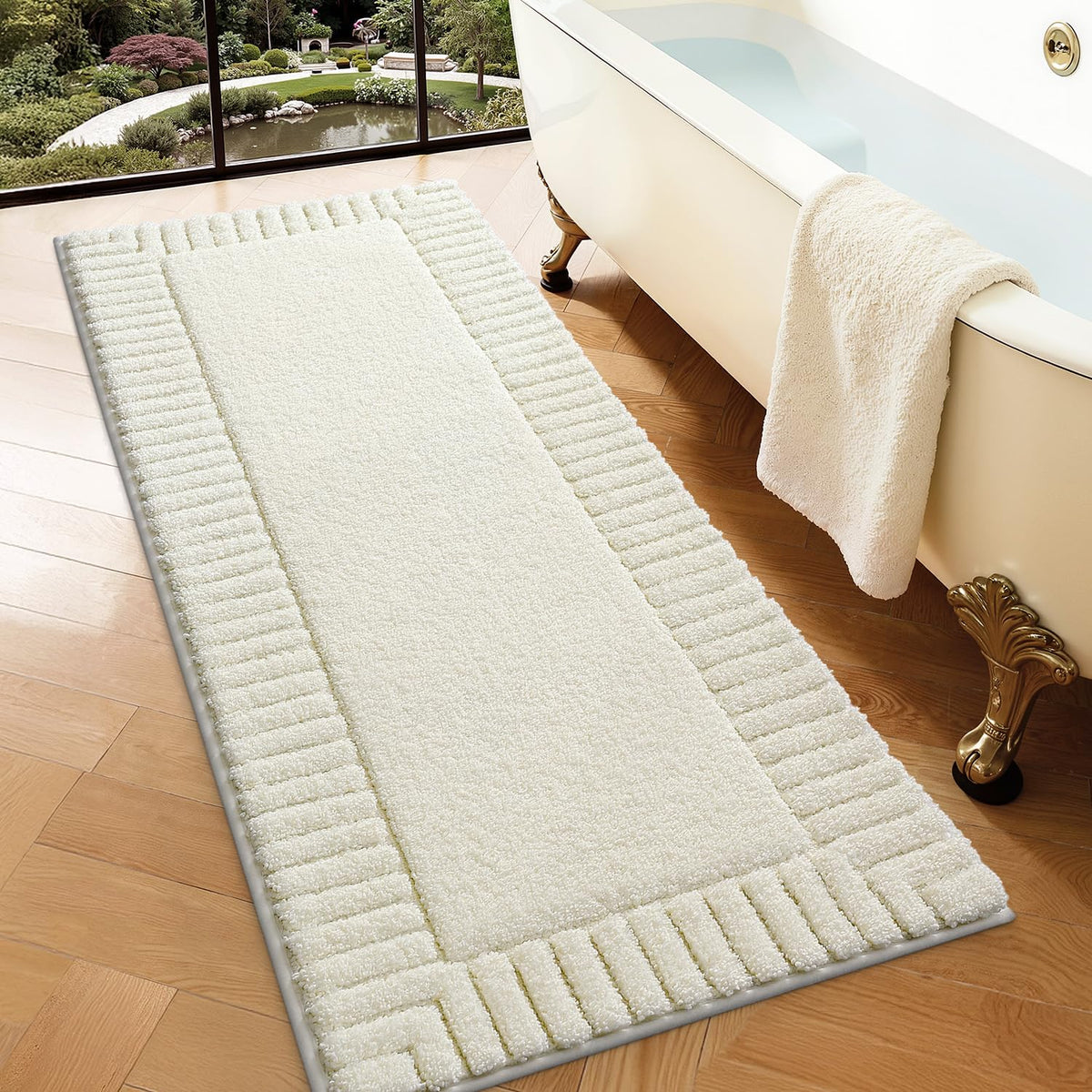 LUMI Soft Bathroom Rugs Absorbent, Non Slip Bath Mat 24x36, Beige