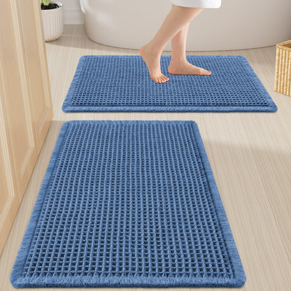 Smiry Waffle Bathroom Rugs Sets 2 Piece (30x20+24x16, Brown)