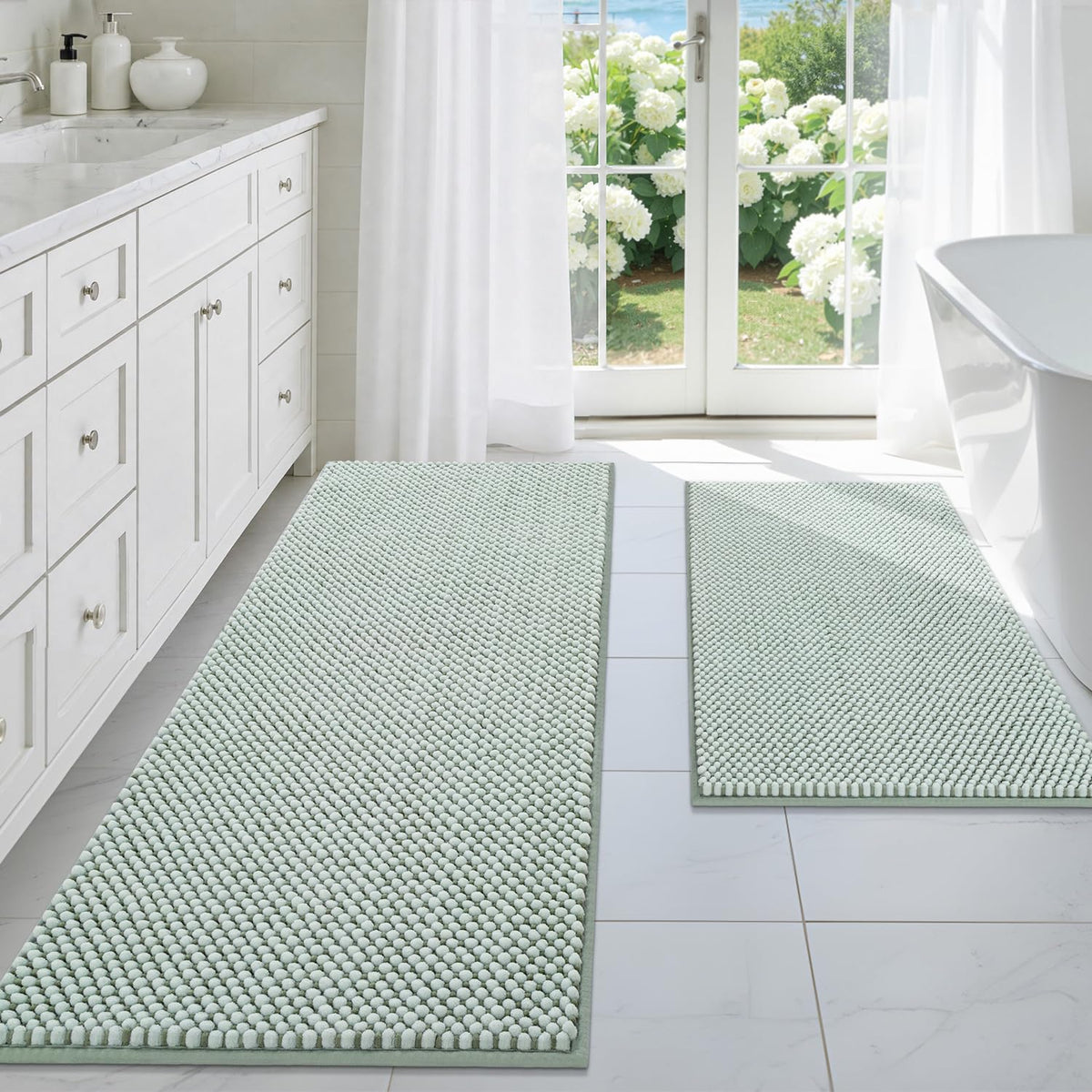 BSICPRO Bathroom Rugs Set 2 Piece, Light Blue, 20"x32" + 16"x24"