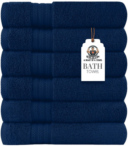 HERCULEAN Premium Bath Towels 24 x 48 Pack of 6 | Quick Dry and Highly Absorbent | 100% Cotton Terry Towels for Bathroom - Perfect for Shower - Pool and Spa - Luxury Soft Towels - Charcoal Grey