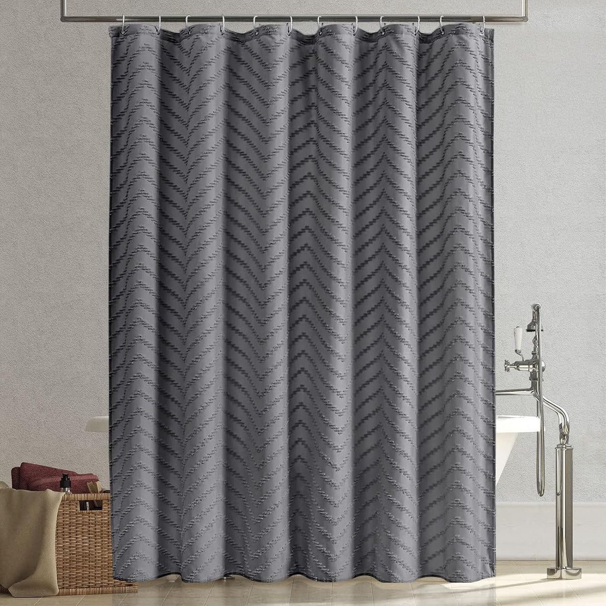 Grey Boho Fabric Shower Curtain 72 x 72 Inches