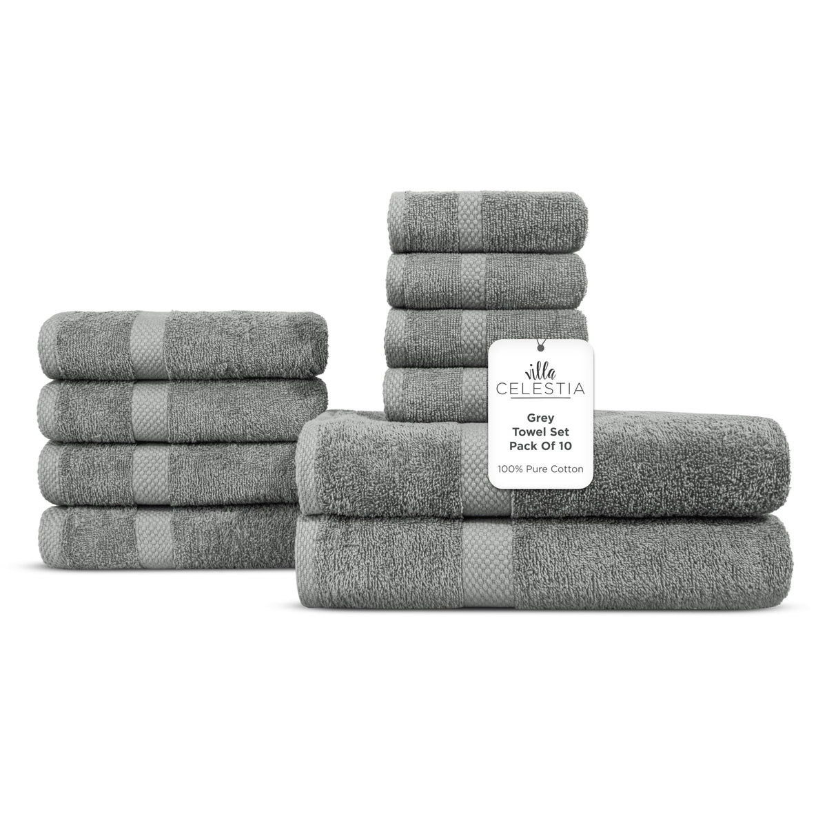 Villa Celestia 100% Cotton Bath Towel Set of 18-4 Bath Towels, 6 Hand Towels, 8 Wash Cloths, Sustainable, Soft, Highly Absorbent, Combed Cotton 18 Piece Set for Hotels, Spa, Bathroom, Dorm, Blue