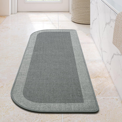 YDKGL Half Circle Bath Mat, Non Slip Thin Bathroom Rugs, Brown 16x24