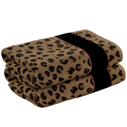 COTTON CRAFT 6 Piece Towel Set - 100% Cotton Animal Print Safari Towels