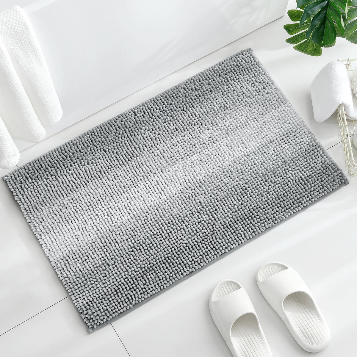 Gibelle Chenille Bathroom Rug Set 2 Piece - Non Slip Bath Mat 16x24, 20x32